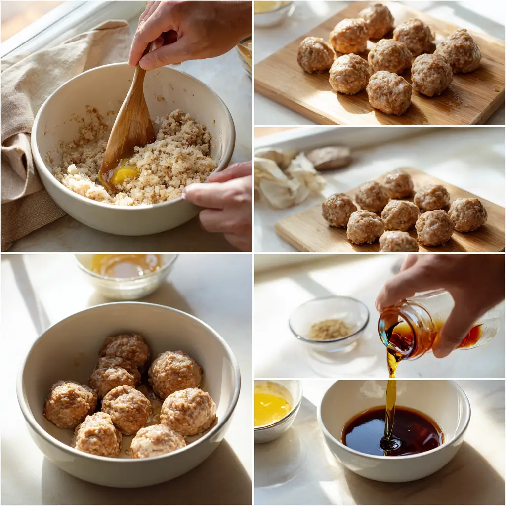 Turkey meatballs cooking in honey garlic sauce