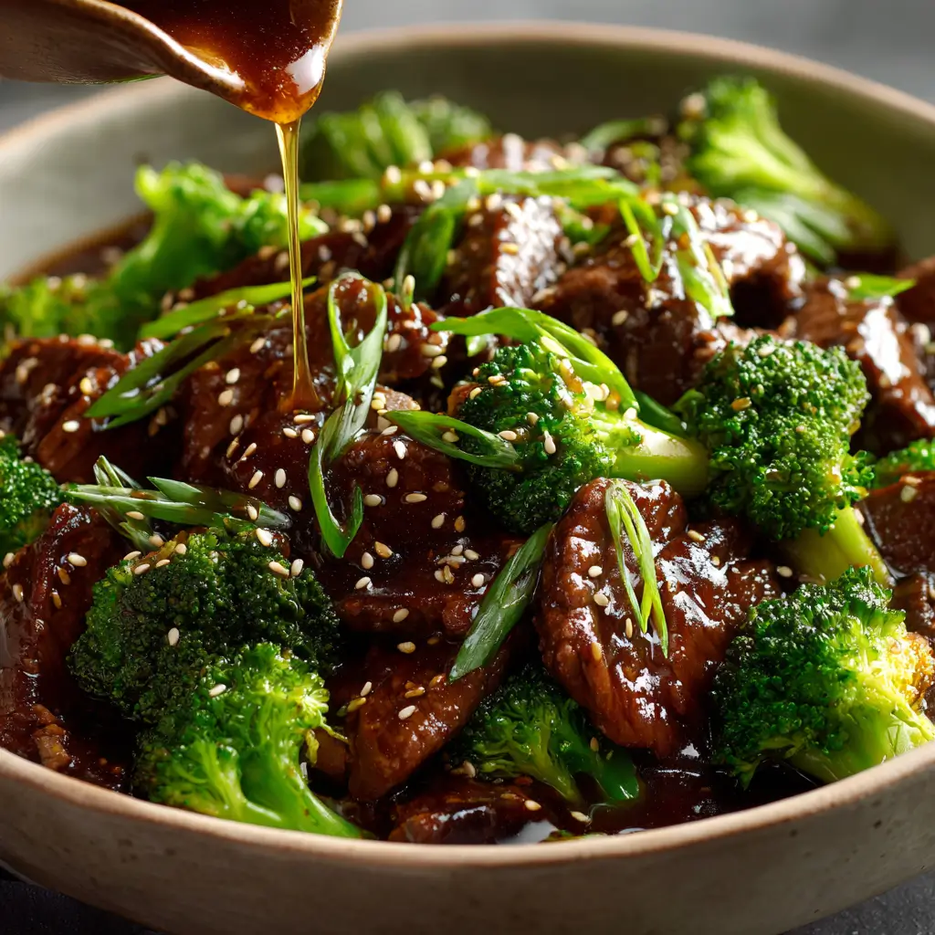 finishing slow cooker beef and broccoli with sesame oil