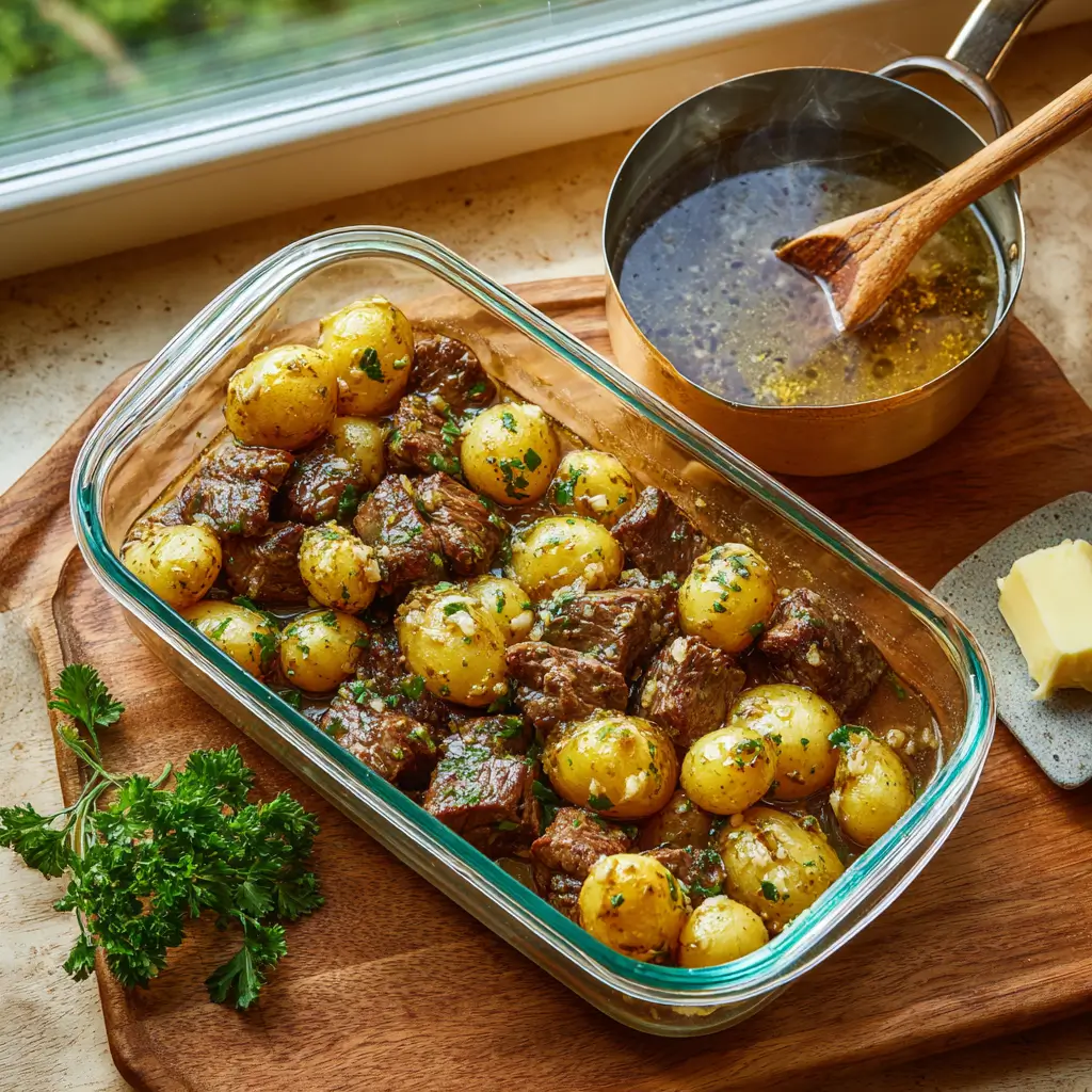 storing and reheating slow cooker garlic butter beef bites