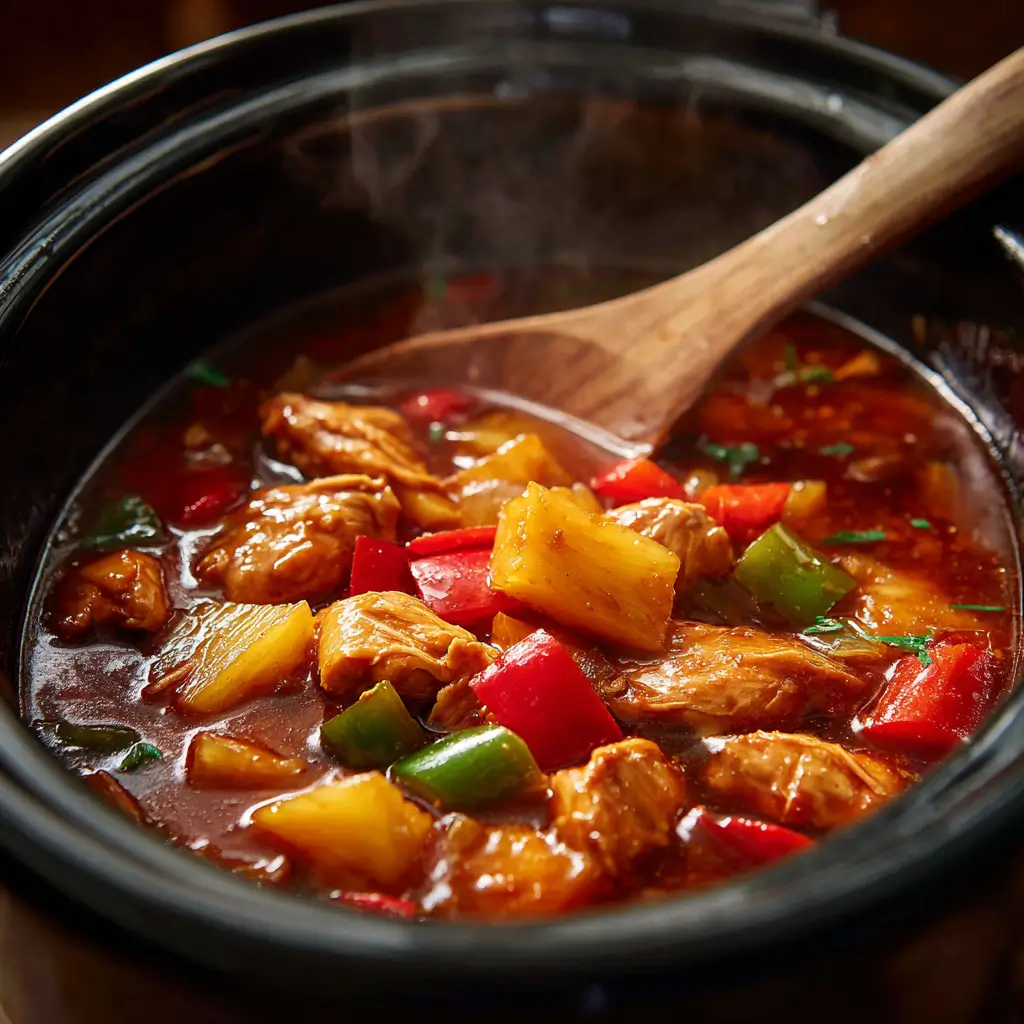 Cooking Sweet Hawaiian Crockpot Chicken in Slow Cooker